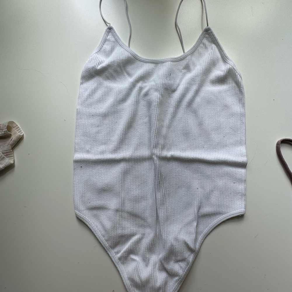 White Ribbed Bodysuit